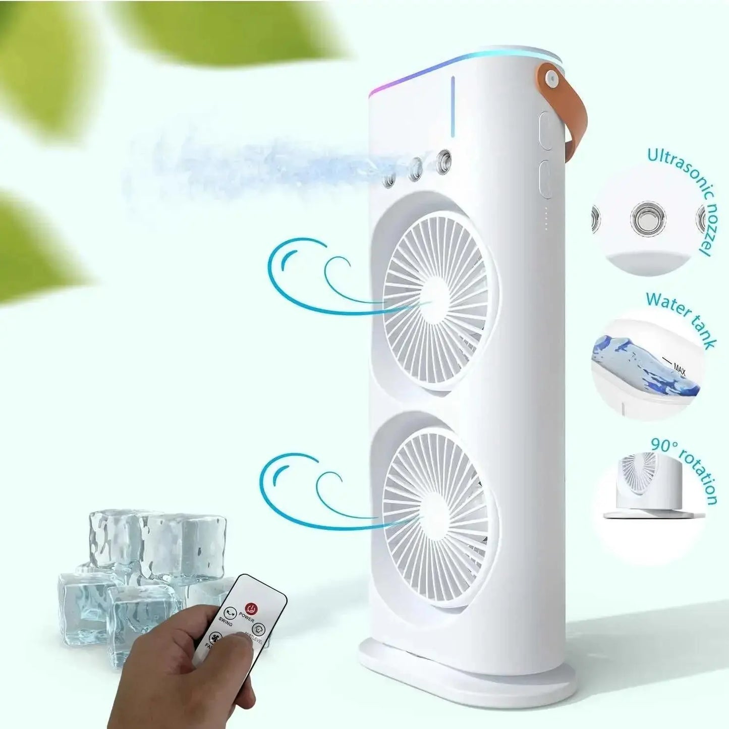 Double Ended Spray Fan – Portable Mini Air Cooler with Mist Spray & USB Rechargeable Cooling Fan