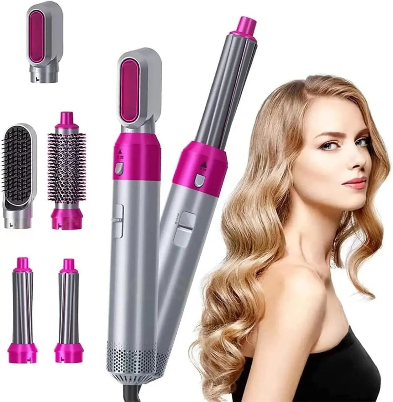 5 in 1 Multifunctional Hair Dryer Styling Tool, Detachable 5-in-1 Multi-Head Hot Air Comb, The Negative Ion Automatic Suction Hair Curler nysm88-hb