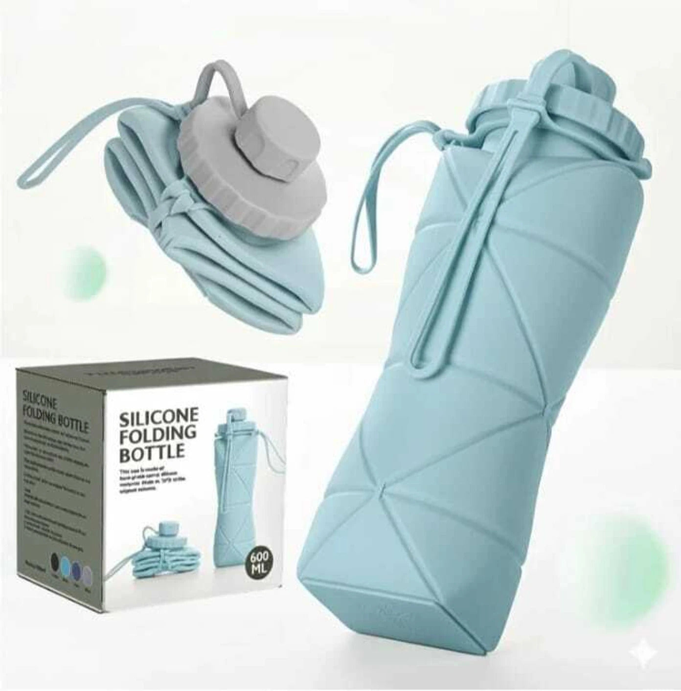 Premium Collapsible Silicone Water Bottle | Foldable Leakproof Sports Bottle | Portable Travel & Gym Water Bottle | BPA Free Reusable Bottle
