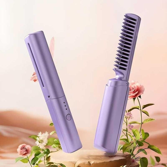 Portable Mini Hair Straightener Cordless Rechargeable Hot Comb