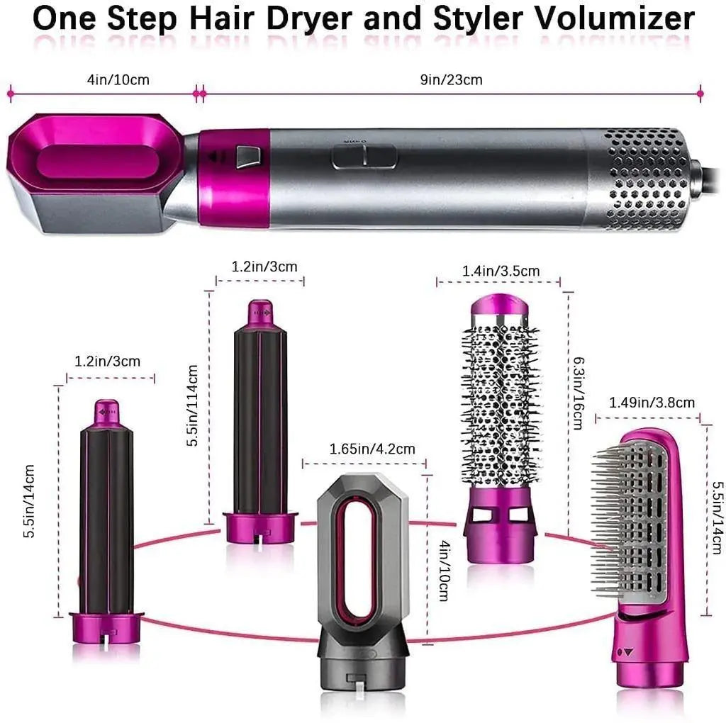 5 in 1 Multifunctional Hair Dryer Styling Tool, Detachable 5-in-1 Multi-Head Hot Air Comb, The Negative Ion Automatic Suction Hair Curler nysm88-hb