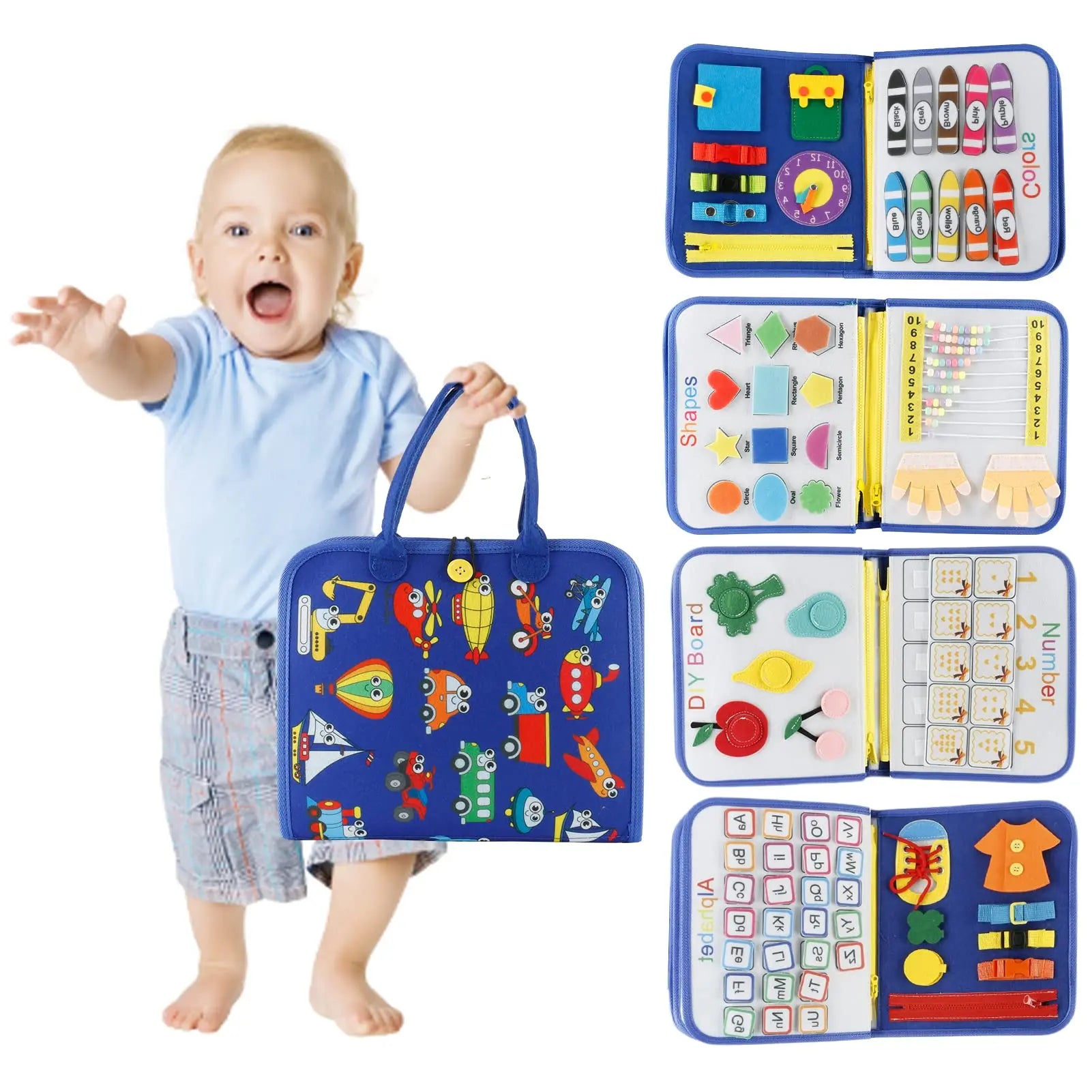 Wembley Busy Board Activity Binder Interactive Sensory Educational Toy for Kids (Dino) (Multicolor) Grab It Go