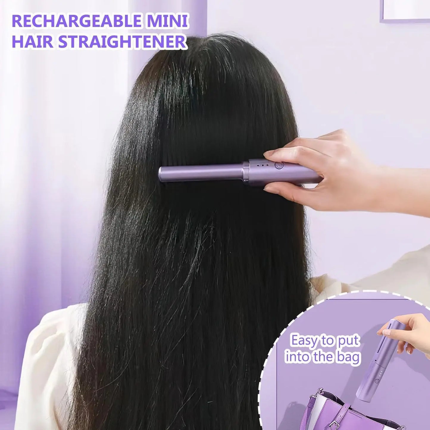 Portable Mini Hair Straightener Cordless Rechargeable Hot Comb nysm88-hb