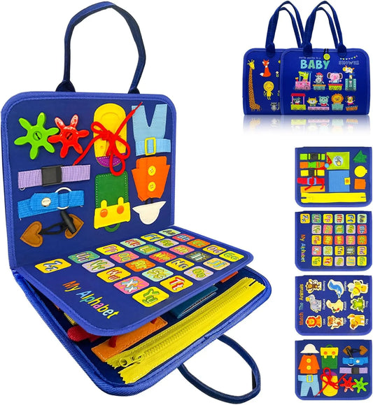 Wembley Busy Board Activity Binder Interactive Sensory Educational Toy for Kids (Dino) (Multicolor) Grab It Go