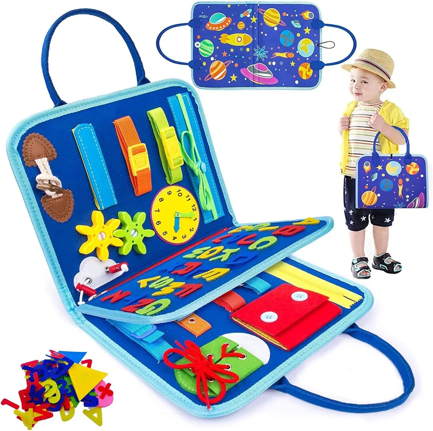 Wembley Busy Board Activity Binder Interactive Sensory Educational Toy for Kids (Dino) (Multicolor) Grab It Go