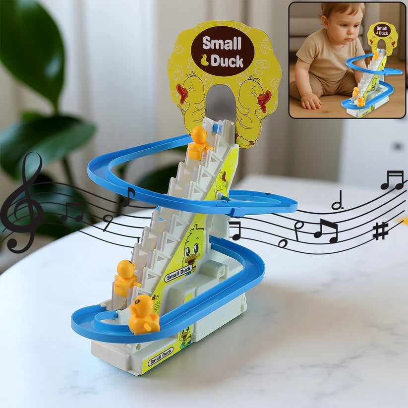 LALA Small Duck Climb Stairs Toy Roller Coaster Flashing Lights & Music (3 Ducks)