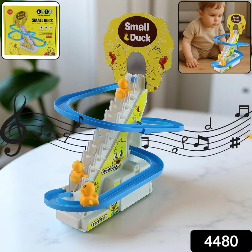 LALA Small Duck Climb Stairs Toy Roller Coaster Flashing Lights & Music (3 Ducks)