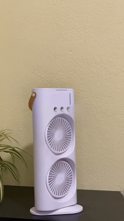 Double Ended Spray Fan – Portable Mini Air Cooler with Mist Spray & USB Rechargeable Cooling Fan