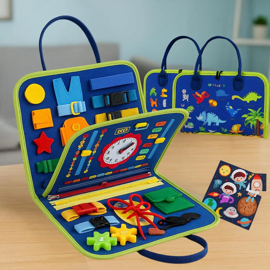 Wembley Busy Board Activity Binder Interactive Sensory Educational Toy for Kids (Dino) (Multicolor) Grab It Go