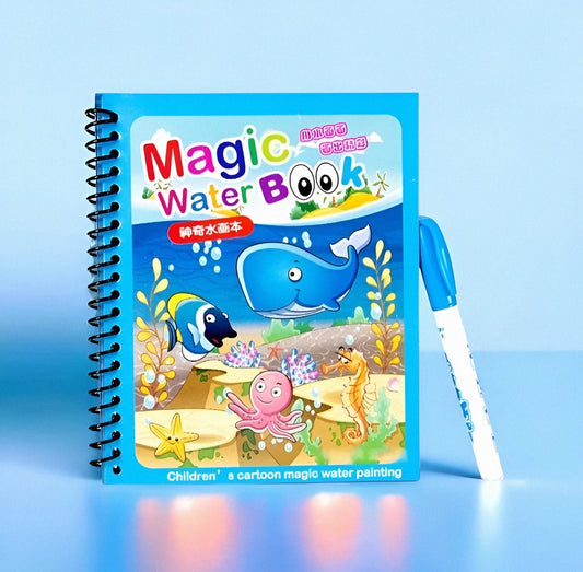 Reusable Magic Water Coloring Book for Kids – Quick Dry Educational Doodle Drawing Book with Magic Pen (4 Books Set)