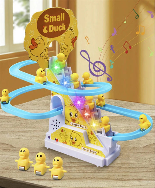 LALA Small Duck Climb Stairs Toy Roller Coaster Flashing Lights & Music (3 Ducks)