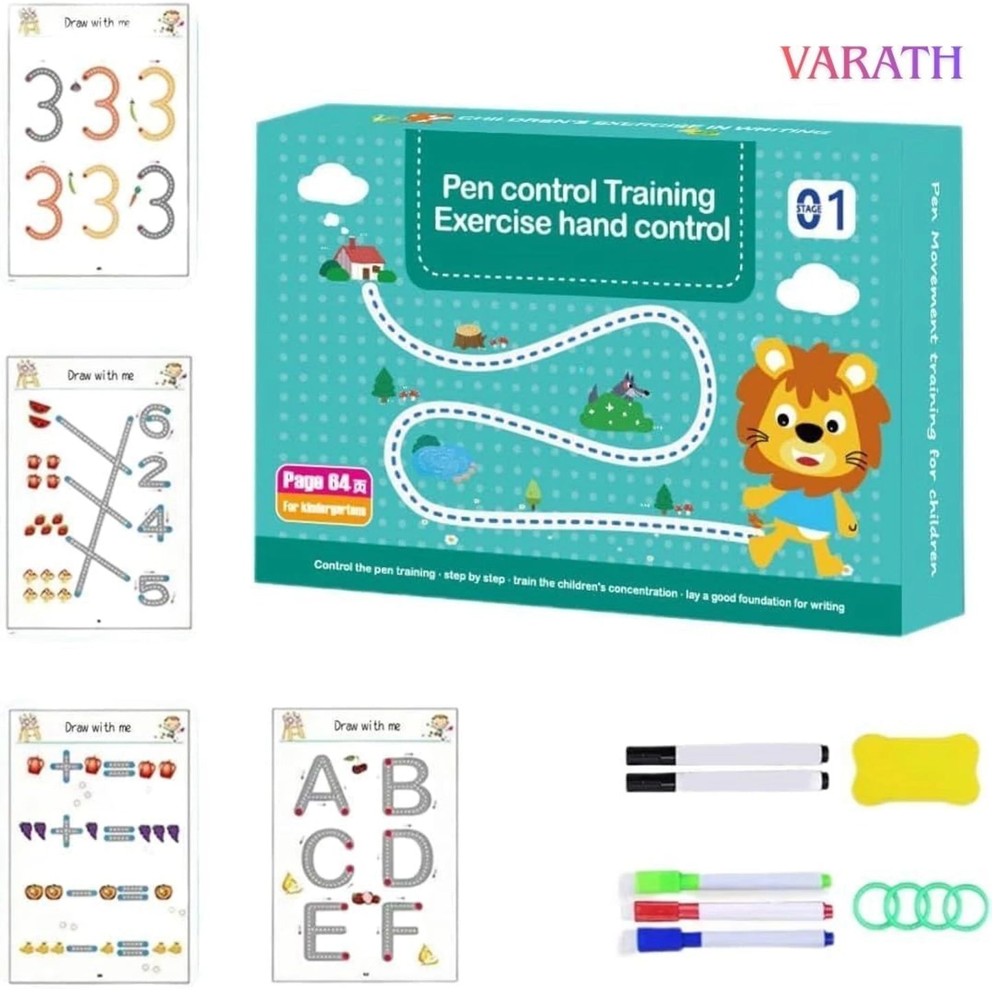 Hand Writing Pen Control Training Book For Learning To Write The Alphabets & Numbers For Kids
