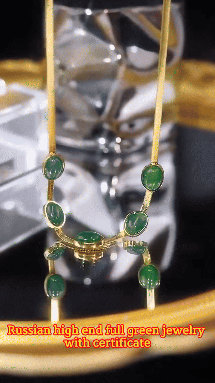Oval Green Crystal Pendant Necklace Set With Bracelet nysm88-hb