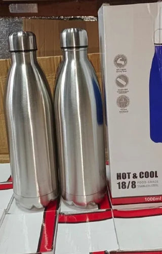 Premium 1 Litre Stainless Steel Hot & Cold Water Bottle | Vacuum Insulated Thermos Flask | Leakproof Double Wall Bottle for Office, Gym, Travel & School