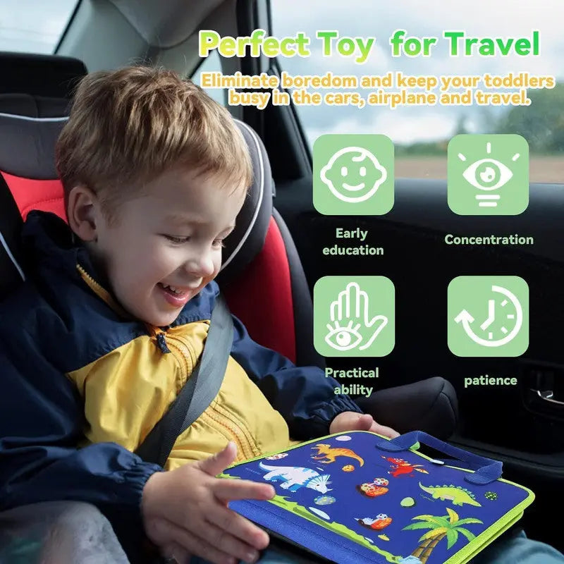 Wembley Busy Board Activity Binder Interactive Sensory Educational Toy for Kids (Dino) (Multicolor) Grab It Go