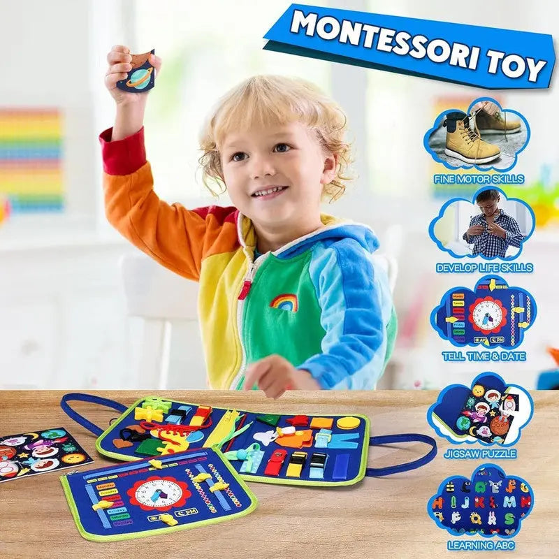 Wembley Busy Board Activity Binder Interactive Sensory Educational Toy for Kids (Dino) (Multicolor) Grab It Go