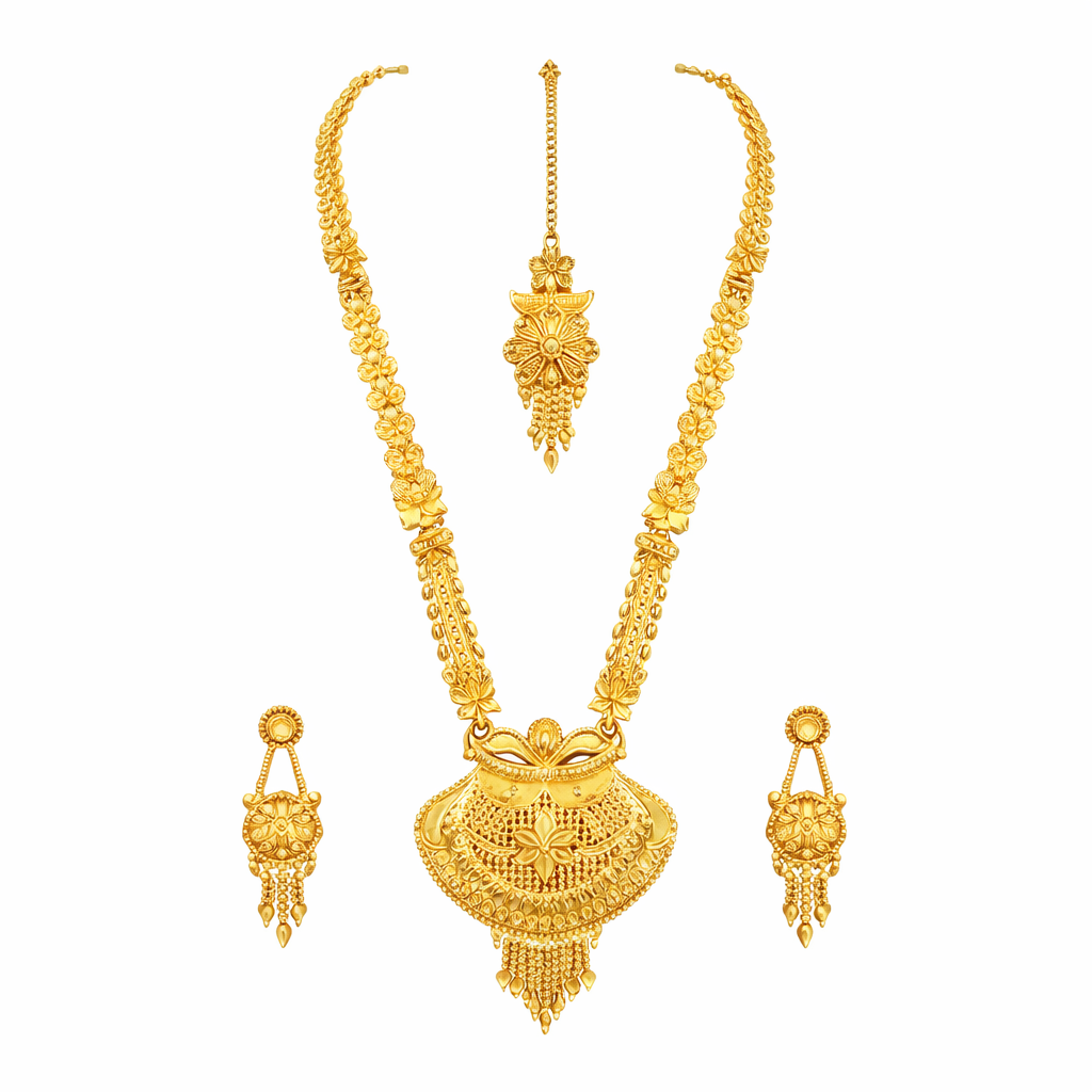 Royal Heritage Gold-Plated Bridal Necklace Set for Weddings
