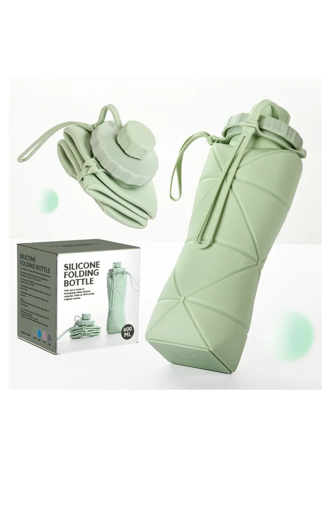 Premium Collapsible Silicone Water Bottle | Foldable Leakproof Sports Bottle | Portable Travel & Gym Water Bottle | BPA Free Reusable Bottle