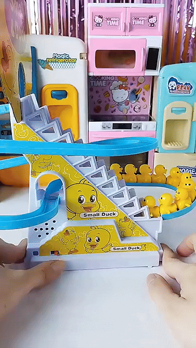 LALA Small Duck Climb Stairs Toy Roller Coaster Flashing Lights & Music (3 Ducks)